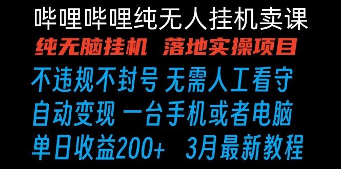 哔哩哔哩纯无脑挂机卖课 单号日收益200+ 手机就能做-甘南项目网