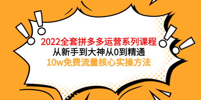 2022全套拼多多运营课程，从新手到大神从0到精通，10w免费流量核心实操方法-甘南项目网