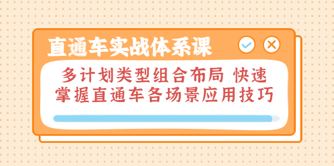 直通车实战体系课：多计划类型组合布局 快速掌握直通车各场景应用技巧-甘南项目网