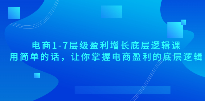 电商1-7层级盈利增长底层逻辑课：用简单的话，让你掌握电商盈利的底层逻辑-甘南项目网