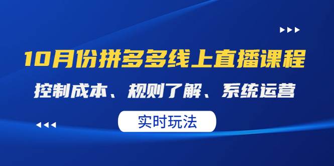 10月份拼多多实战运营课，实时玩法，爆款打造，改销量，补大单，AB单，直播-甘南项目网