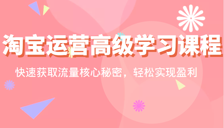 淘宝运营高级学习课程：快速获取流量核心秘密，轻松实现盈利！-甘南项目网