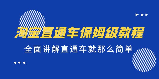 淘宝直通车保姆级教程，全面讲解直通车就那么简单-甘南项目网