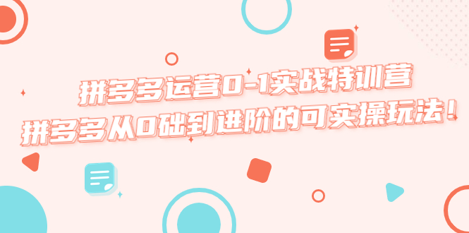 拼多多运营0-1实战特训营，拼多多从0础到进阶的可实操玩法-甘南项目网