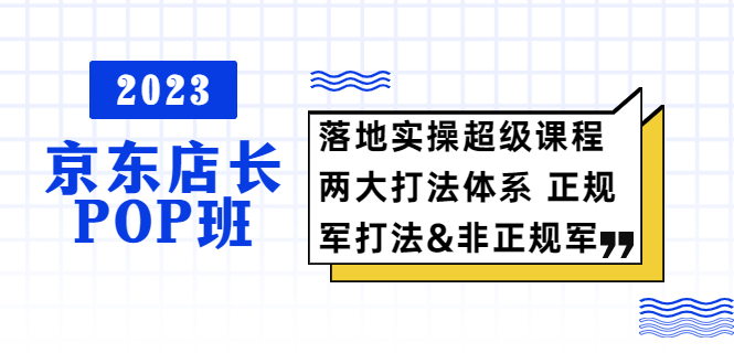 2023京东店长·POP班 落地实操超级课程 两大打法体系 正规军&非正规军-甘南项目网