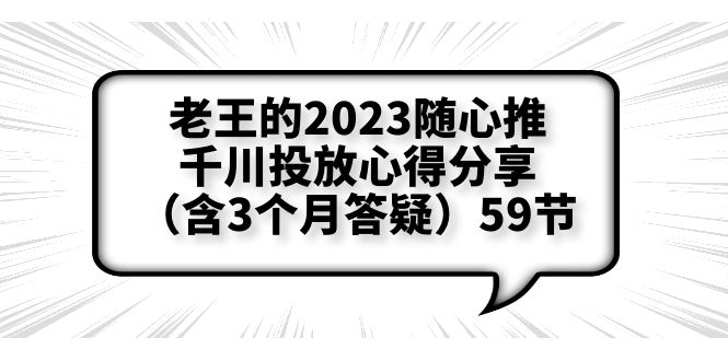 老王的2023随心推+千川投放心得分享（含3个月答疑）59节-甘南项目网