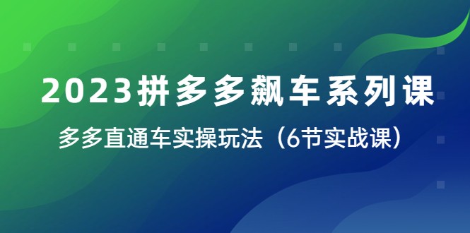 2023拼多多飙车系列课，多多直通车实操玩法（6节实战课）-甘南项目网