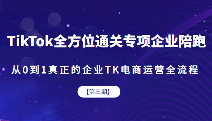 TikTok全方位通关专项企业陪跑【第三期】，从0到1真正的企业TK电商运营全流程-甘南项目网