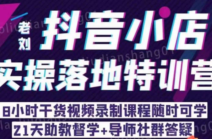 抖店商品卡流量，抖音小店实操落地特训营，8小时干货视频录制课程随时可学-甘南项目网