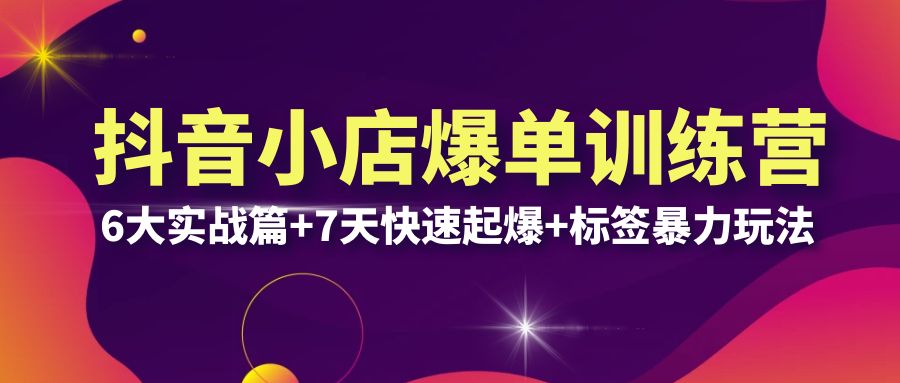 抖音小店爆单训练营VIP线下课：6大实战篇+7天快速起爆+标签暴力玩法(32节)-甘南项目网