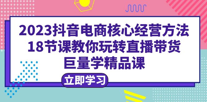 2023抖音电商核心经营方法：18节课教你玩转直播带货，巨量学精品课-甘南项目网