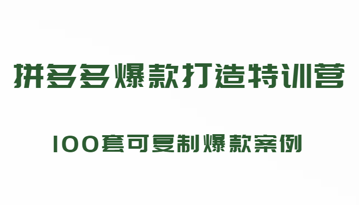 拼多多爆款打造特训营，199元*100套可复制爆款案例（持续更新中)-甘南项目网