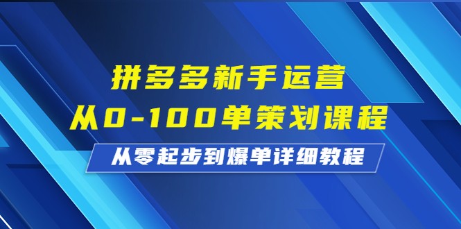 拼多多新手运营从0-100单策划课程，从零起步到爆单详细教程-甘南项目网