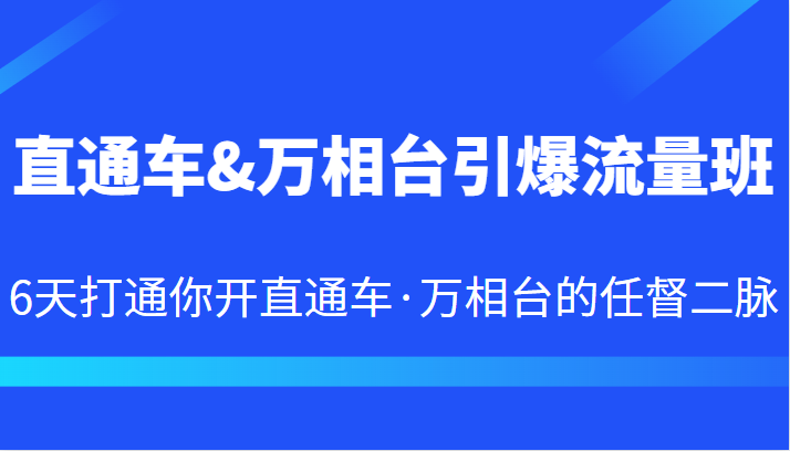 直通车&万相台引爆流量班 6天打通你开直通车·万相台的任督二脉-甘南项目网