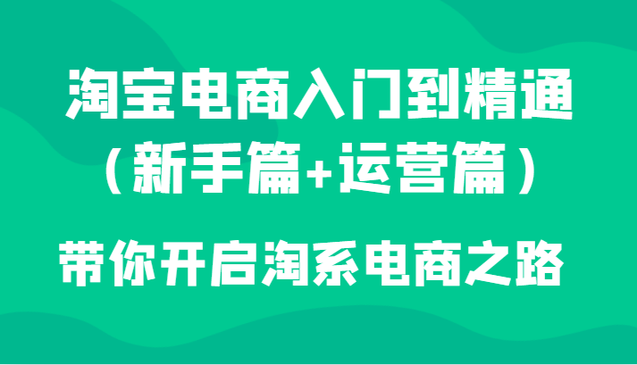 淘宝电商入门到精通（新手篇+运营篇）带你开启淘系电商之路-甘南项目网