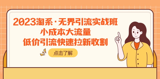 2023淘系·无界引流实战班：小成本大流量，低价引流快速拉新收割-甘南项目网