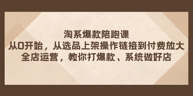 淘系爆款陪跑课 从选品上架操作链接到付费放大 全店运营 打爆款 系统做好店-甘南项目网