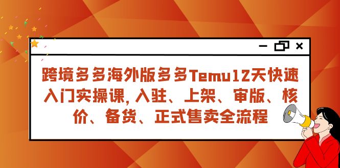 跨境多多海外版多多Temu12天快速入门实战课，从入驻 上架到正式售卖全流程-甘南项目网