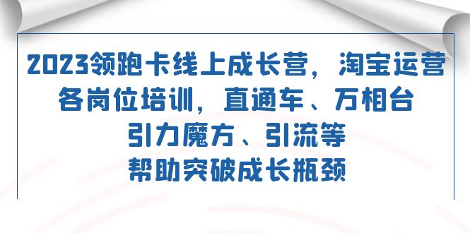 2023领跑·卡 线上成长营 淘宝运营各岗位培训 直通车 万相台 引力魔方 引流-甘南项目网