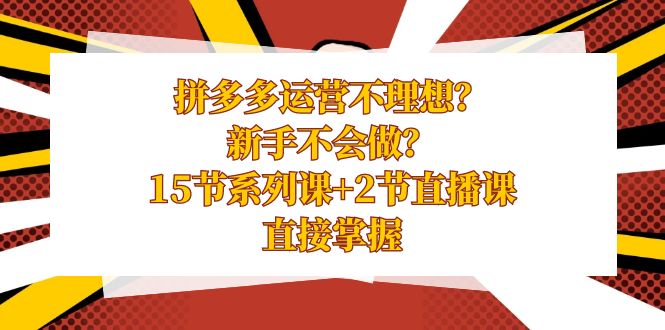 拼多多运营不理想？新手不会做？15节系列课+2节直播课学会直接掌握-甘南项目网