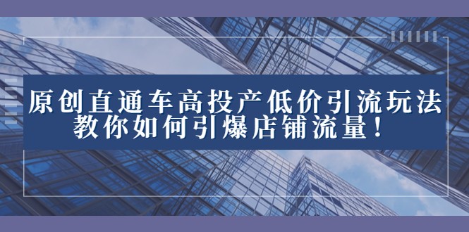 2023直通车高投产低价引流玩法，教你如何引爆店铺流量！-甘南项目网