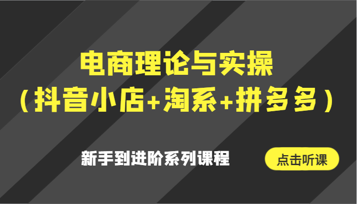 电商理论与实操（抖音小店+淘系+拼多多）新手到进阶系列课程-甘南项目网