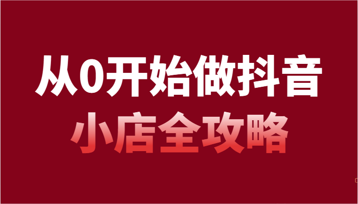 从0开始做抖音小店全攻略，抖音开店全步骤详细解说（54节课）-甘南项目网