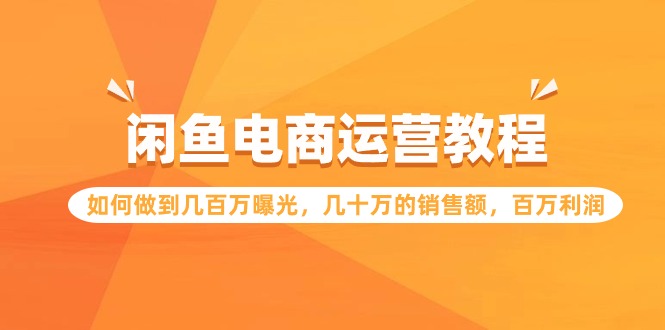 闲鱼电商运营教程：如何做到几百万曝光，几十万的销售额，百万利润-甘南项目网