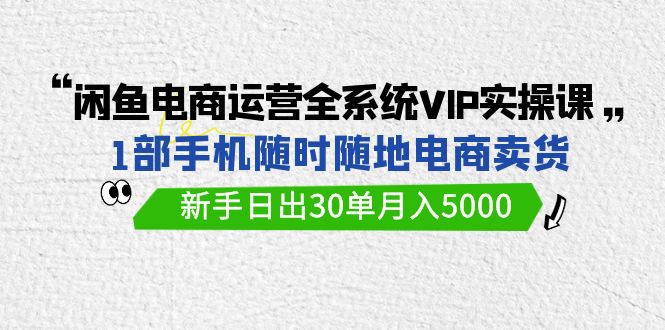 闲鱼电商运营全系统VIP实战课，1部手机随时随地卖货，新手日出30单月入5000-甘南项目网