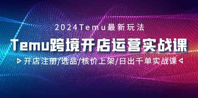 2024Temu跨境开店运营实战课，开店注册/选品/核价上架/日出千单实战课-甘南项目网