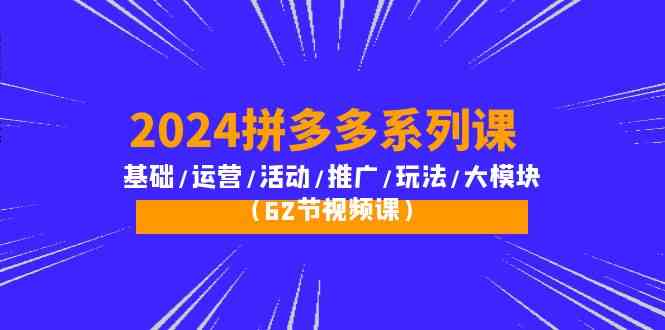 2024拼多多系列课：基础/运营/活动/推广/玩法/大模块（62节视频课）-甘南项目网