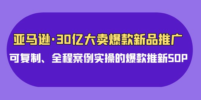 亚马逊30亿大卖爆款新品推广，可复制、全程案例实操的爆款推新SOP-甘南项目网