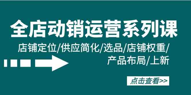 全店动销运营系列课：店铺定位/供应简化/选品/店铺权重/产品布局/上新-甘南项目网