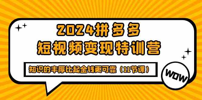 2024拼多多短视频变现特训营，知识的丰厚比起金钱更可靠（11节课）-甘南项目网