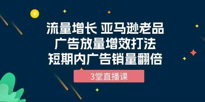 流量增长 亚马逊老品广告放量增效打法，短期内广告销量翻倍（3堂直播课）-甘南项目网