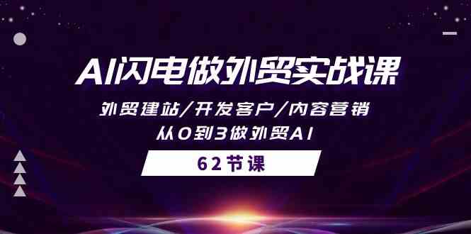 AI闪电做外贸实战课，外贸建站/开发客户/内容营销/从0到3做外贸AI（61节）-甘南项目网