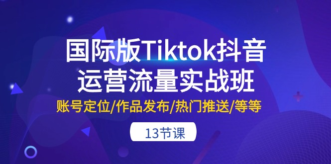 国际版Tiktok抖音运营流量实战班：账号定位/作品发布/热门推送/等等（13节）-甘南项目网