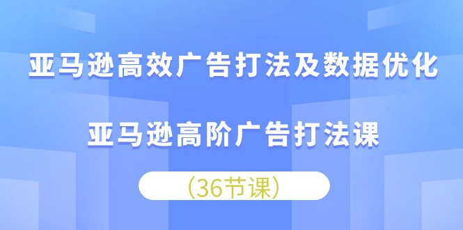 亚马逊高效广告打法及数据优化，亚马逊高阶广告打法课（36节）-甘南项目网