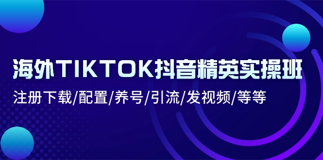 海外TIKTOK抖音精英实操班：注册下载/配置/养号/引流/发视频/等等-甘南项目网