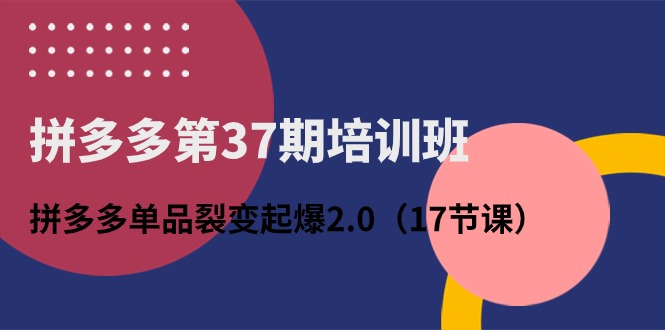 拼多多第37期培训班：拼多多单品裂变起爆2.0（17节课）-甘南项目网