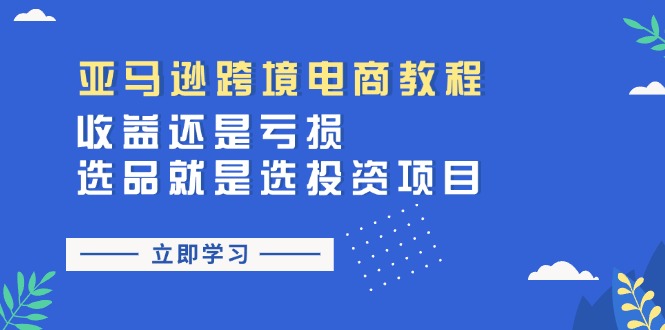 亚马逊跨境电商教程：收益还是亏损！选品就是选投资项目-甘南项目网