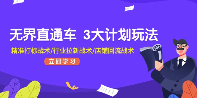 无界直通车3大计划玩法，精准打标战术/行业拉新战术/店铺回流战术-甘南项目网