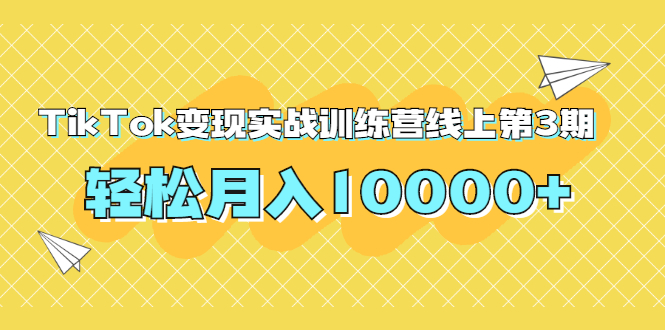 龟课TikTok变现实战训练营线上第3期，轻松月入10000+（无水印）-甘南项目网