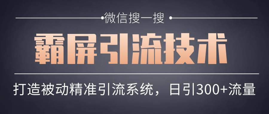 微信搜一搜霸屏引流技术，打造被动精准引流系统，轻松日引300+流量【第七课】-甘南项目网