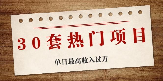 30套热门项目：单日最高收入过万 (网赚项目、朋友圈、涨粉套路、抖音、快手)等！-甘南项目网