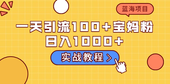 一天引流100+宝妈粉，日入1000+马上持续变现 蓝海项目（视频教程）-甘南项目网