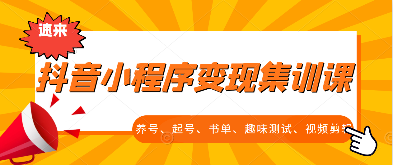 抖音小程序变现集训课，养号、起号、书单、趣味测试、视频剪辑，全套流程-甘南项目网