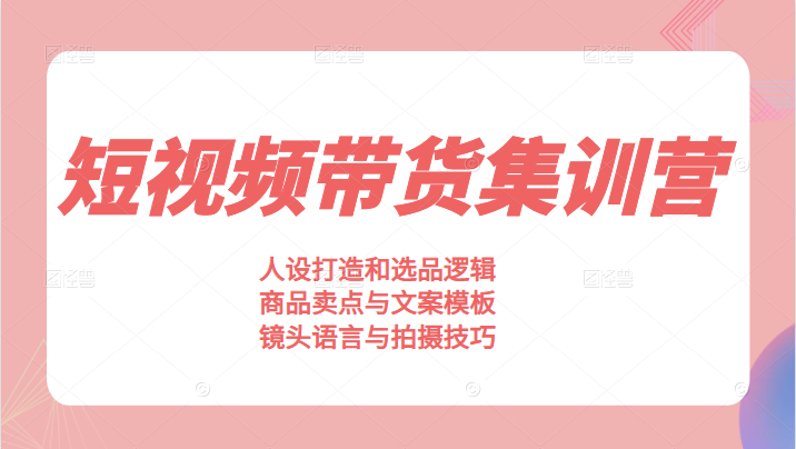 素人短视频带货集训营，人设打造和选品逻辑，商品卖点与文案模板，镜头语言与拍摄技巧-甘南项目网