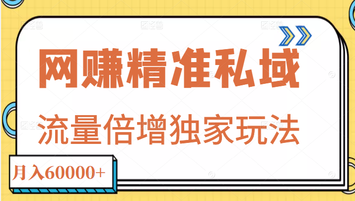 网赚精准私域月入60000+项目,流量倍增独家玩法-甘南项目网