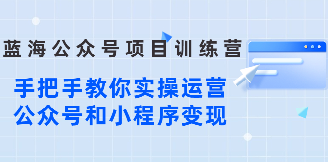 蓝海公众号项目训练营，手把手教你实操运营公众号和小程序变现-甘南项目网